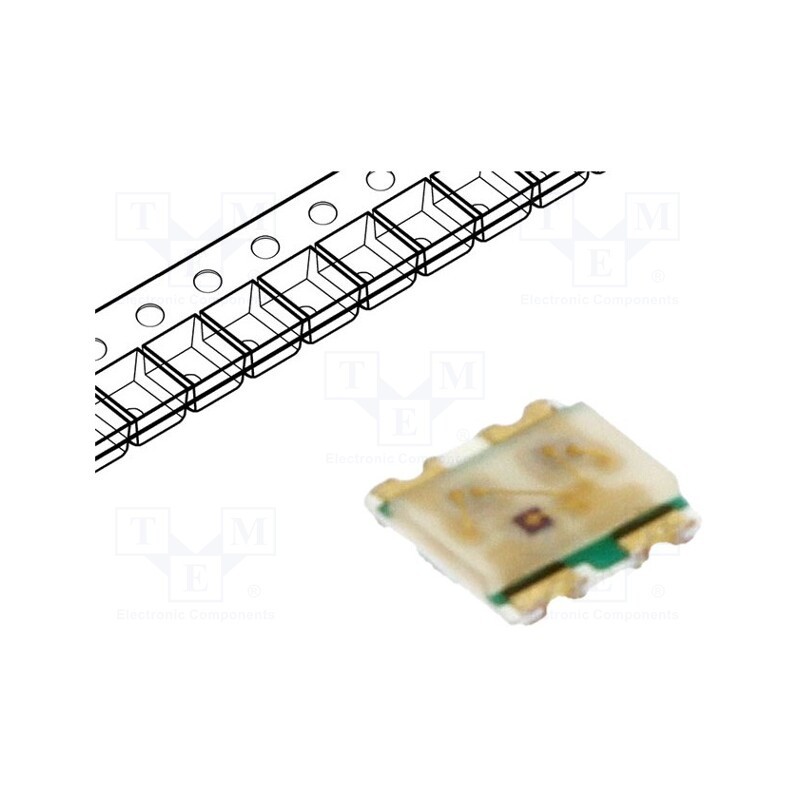 10 pcs : HSMF-C114 - LED, SMD, 0606, RGB, 1.6x1.5x0.35mm, 145°, 20mA, Lens: diffused