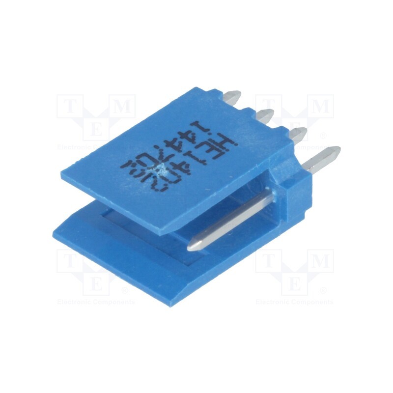 20 pcs : 281695-4 - Socket, wire-board, male, HE14, 2.54mm, PIN: 4, THT, 3A, tinned, blue