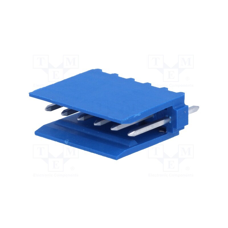 20 pcs : 281695-6 - Socket, wire-board, male, HE14, 2.54mm, PIN: 6, THT, 3A, tinned, blue