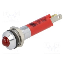 10 pcs : 19040353 - Indicator: LED, prominent, red, 24VDC, Ø8mm, IP40, plastic, ØLED: 5mm