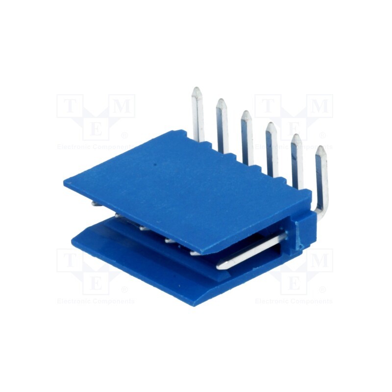 10 pcs : 281698-6 - Socket, wire-board, male, HE14, 2.54mm, PIN: 6, THT, 3A, tinned, blue