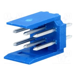 10 pcs : 281739-3 - Socket, wire-board, male, HE14, 2.54mm, PIN: 6, THT, 3A, tinned, blue