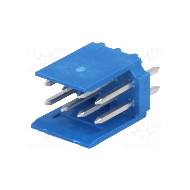 10 pcs : 281739-4 - Socket, wire-board, male, HE14, 2.54mm, PIN: 8, THT, 3A, tinned, blue