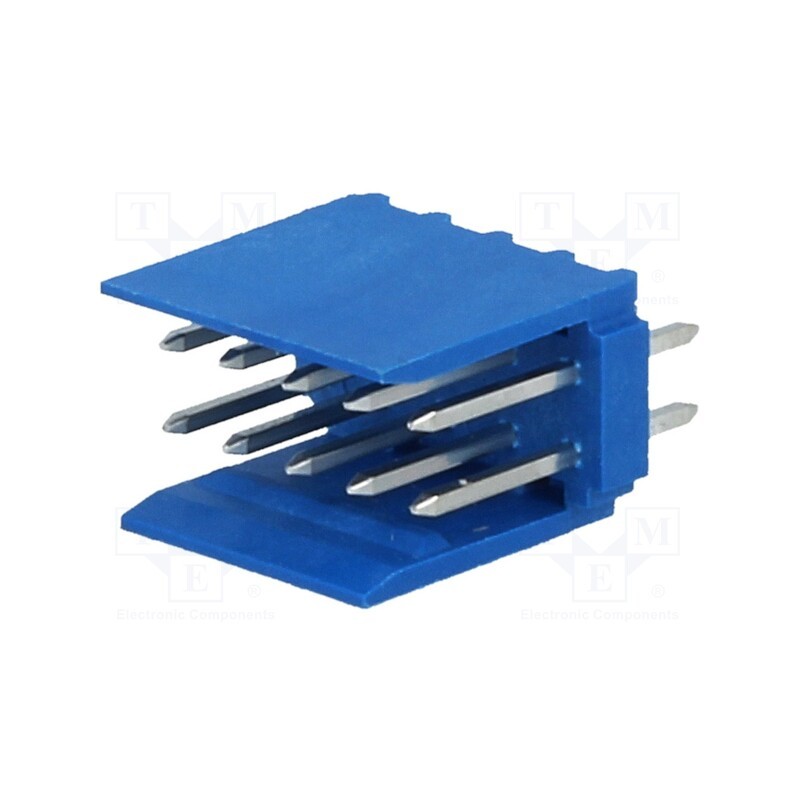 10 pcs : 281739-5 - Socket, wire-board, male, HE14, 2.54mm, PIN: 10, THT, 3A, tinned, blue