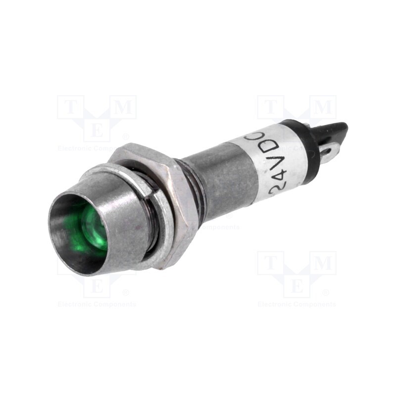 20 pcs : IND8-24G-B - Indicator: LED, recessed, green, 24VDC, Ø8.2mm, IP40, for soldering