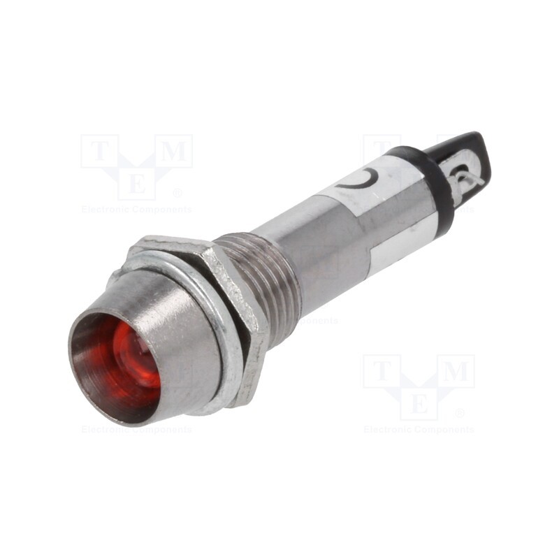 20 pcs : IND8-12R-B - Indicator: LED, recessed, red, 12VDC, Ø8.2mm, IP40, for soldering