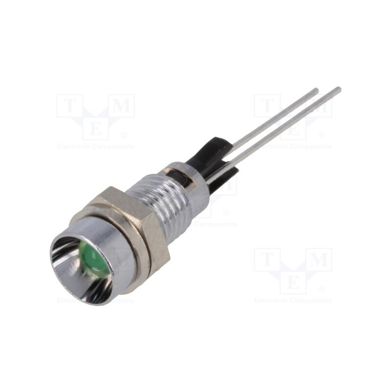 10 pcs : 2662.8081000000002 - Indicator: LED, recessed, green, Ø6mm, for PCB, brass, ØLED: 3mm