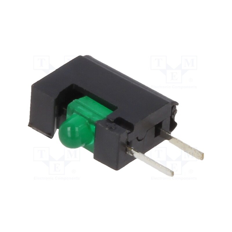10 pcs : 2698.808 - LED, in housing, green, 2mm, No.of diodes: 1, 20mA, 40°, 2.6÷10mcd