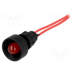 10 pcs : LKS220-R - Indicator: LED, recessed, red, 230VAC, Ø13mm, IP20, leads 300mm