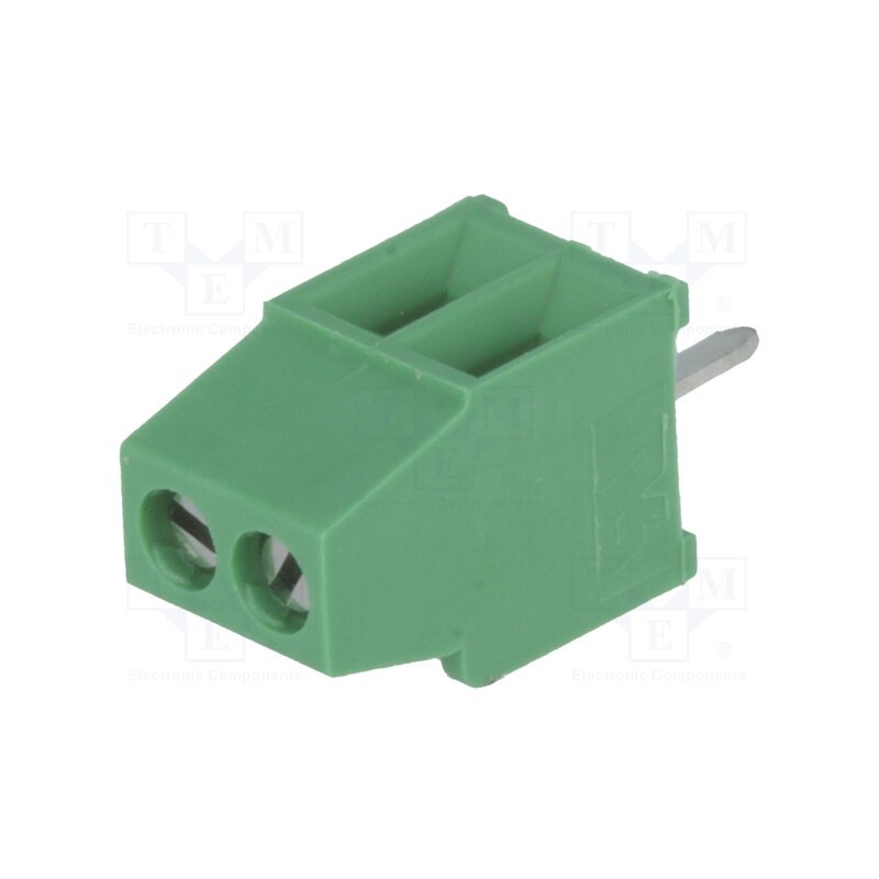 10 pcs : 282834-2 - PCB terminal block, angled 90°, 2.54mm, ways: 2, on PCBs, terminal