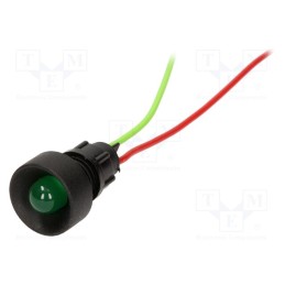 10 pcs : LKS12-24-G - Indicator: LED, recessed, green, 12÷24VDC, 12÷24VAC, Ø13mm, IP20