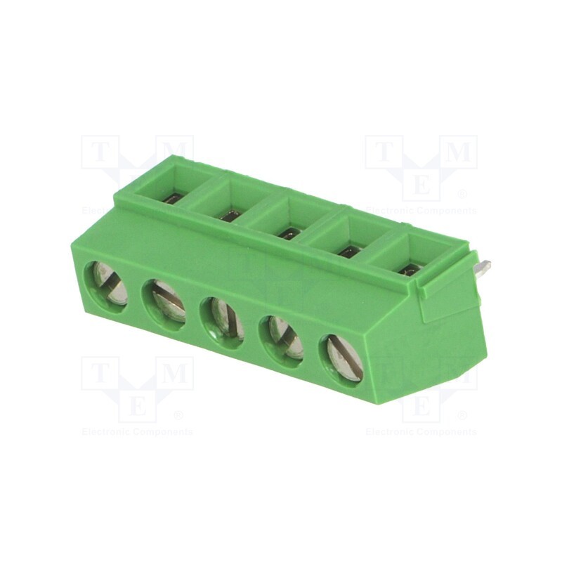 10 pcs : 282836-5 - PCB terminal block, angled 90°, 5mm, ways: 5, on PCBs, 0.03÷1.5mm2