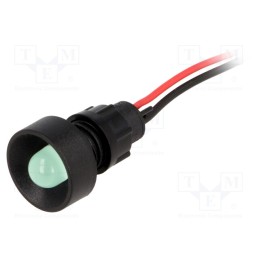 10 pcs : LG-D10-220DC - Indicator: LED, recessed, green, 220VDC, Ø13mm, IP40, leads 300mm