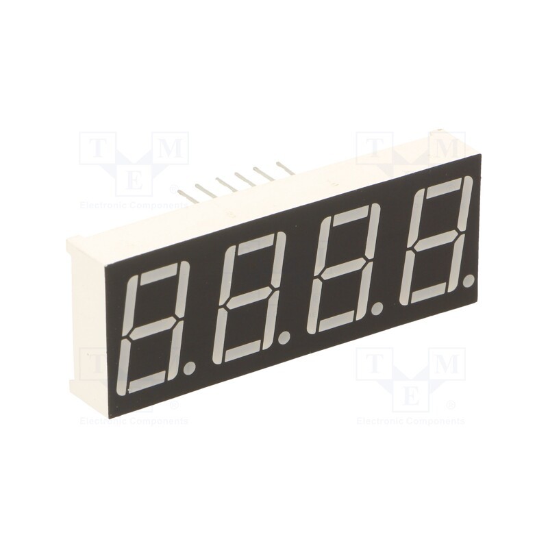 10 pcs : OSL40562-LG - Display: LED, 7-segment, 14.2mm, 0.56', No.char: 4, green, 200mcd