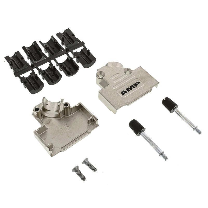 1 pcs - TE Connectivity ADK Series Zinc Angled D Sub Backshell, 15 Way, Strain Relief