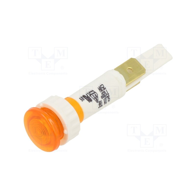 10 pcs : 9SLTBF010SC3G - Indicator: with neon lamp, recessed, yellow, 220VDC, 220VAC, Ø10mm