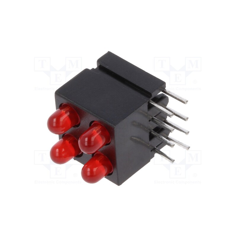10 pcs : 1801.222 - LED, in housing, red, 2.8mm, No.of diodes: 4, 20mA, 60°, 1.2÷4mcd