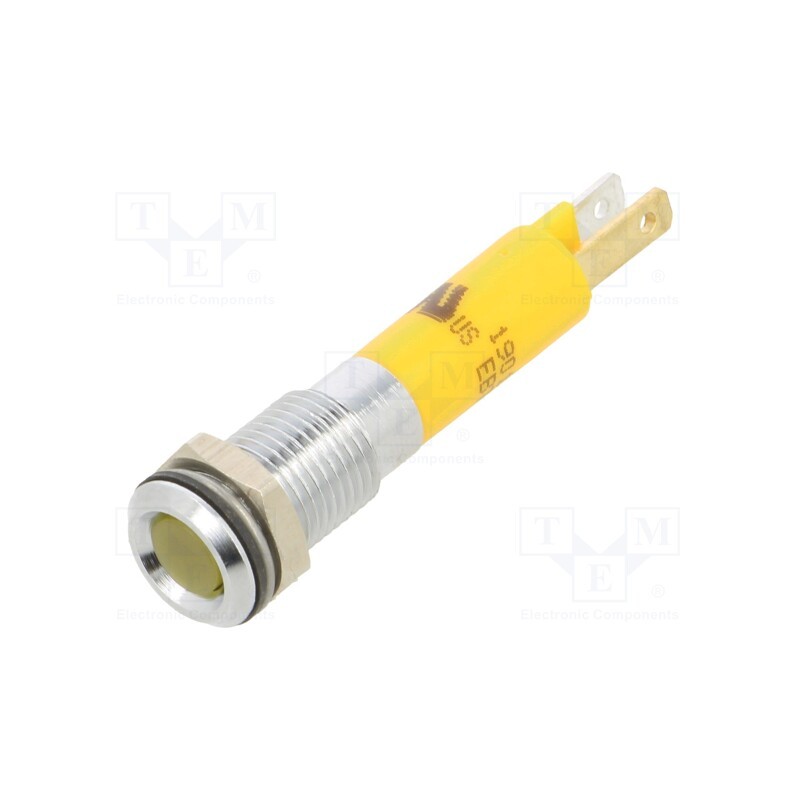 10 pcs : 19010352 - Indicator: LED, flat, yellow, 24VDC, Ø8mm, connectors 2,0x0,8mm
