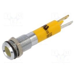 10 pcs : 19010252 - Indicator: LED, flat, yellow, 12VDC, Ø8mm, connectors 2,0x0,8mm