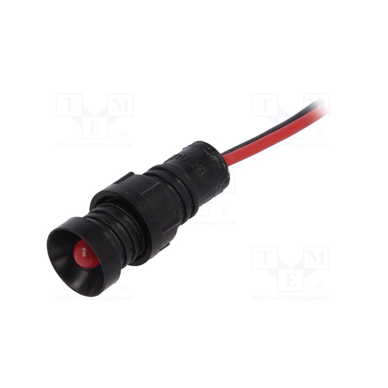 10 pcs : LR-D5-220DC BLINKING - Indicator: LED, recessed, 220VDC, Ø11mm, IP40, leads 300mm, plastic