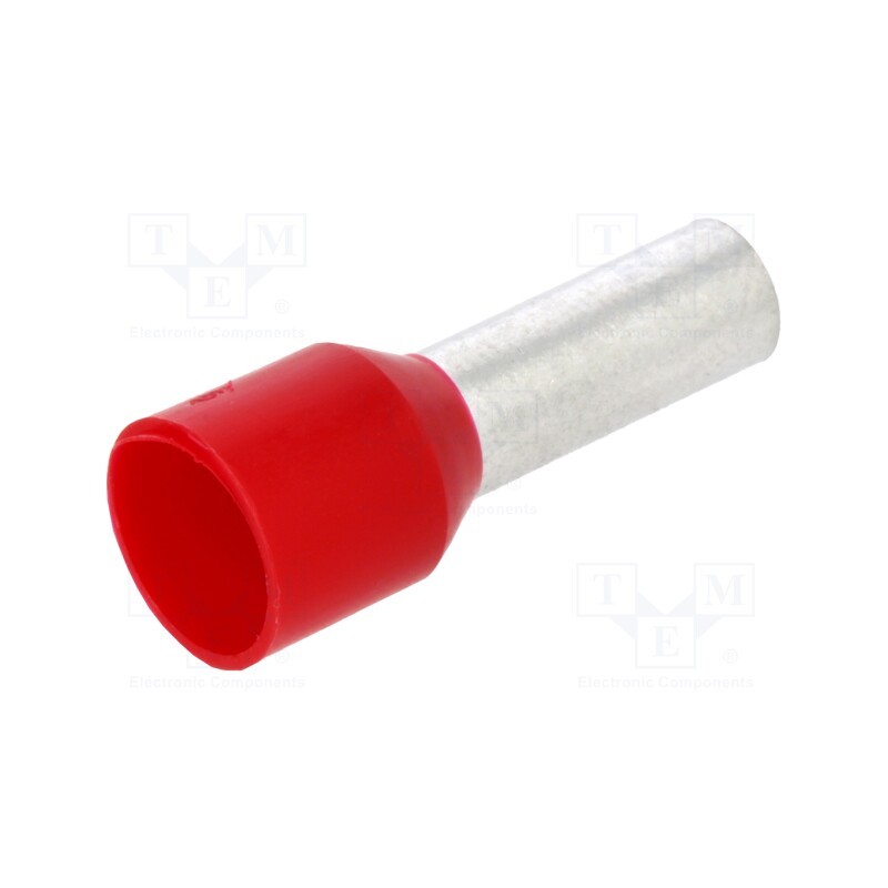 20 pcs : 2-966067-4 - Tip: bootlace ferrule, insulated, copper, 10mm2, 12mm, tinned, red