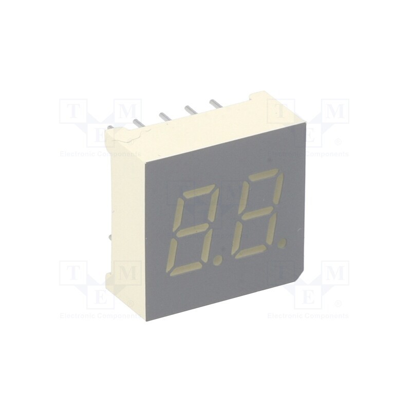 10 pcs : DA03-11SRWA - Display: LED, 7-segment, 7.6mm, 0.3', No.char: 2, red, 3.6÷14mcd