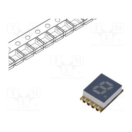 10 pcs : KCSC02-105 - Display: LED, 7-segment, 5.08mm, 0.2', No.char: 1, red, 14÷30mcd