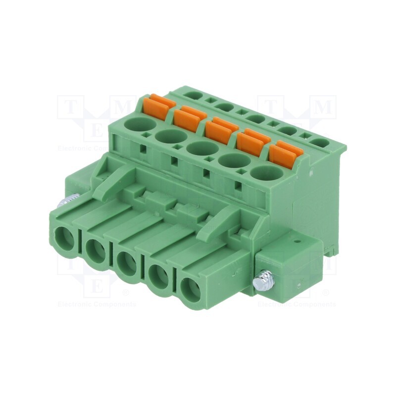 10 pcs : 2EDGKDAM-5.08-05P-14-00AH - Pluggable terminal block, 5.08mm, ways: 5, angled 90°, plug, green