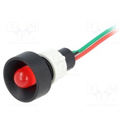 10 pcs : LR-D10-24AC/DC - Indicator: LED, recessed, red, 24VDC, 24VAC, Ø13mm, IP40, plastic