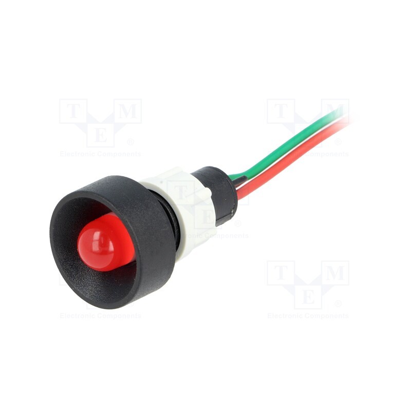 10 pcs : LR-D10-24AC/DC - Indicator: LED, recessed, red, 24VDC, 24VAC, Ø13mm, IP40, plastic