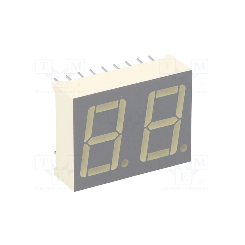 10 pcs : DA56-11EWA - Display: LED, 7-segment, 14mm, 0.56', No.char: 2, red, 1.9÷8mcd