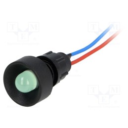 10 pcs : LG-D10-12AC/DC - Indicator: LED, recessed, green, 12VDC, 12VAC, Ø13mm, IP40, plastic