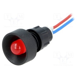 10 pcs : LR-D10-12AC/DC - Indicator: LED, recessed, red, 12VDC, 12VAC, Ø13mm, IP40, plastic