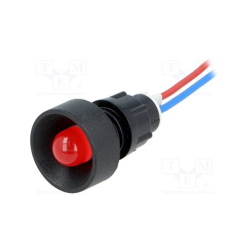 10 pcs : LR-D10-12AC/DC - Indicator: LED, recessed, red, 12VDC, 12VAC, Ø13mm, IP40, plastic