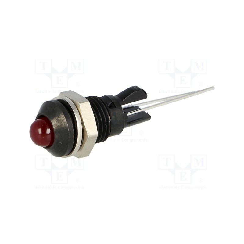 10 pcs : 2665.8022999999998 - Indicator: LED, prominent, red, Ø8mm, for PCB, brass, ØLED: 5mm