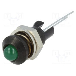 10 pcs : 2665.8083000000001 - Indicator: LED, prominent, green, Ø8mm, for PCB, brass, ØLED: 5mm