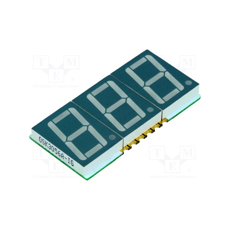 10 pcs : OSK3056A-LG - Display: LED, 7-segment, 14.22mm, 0.56', No.char: 3, green, 10÷35mcd