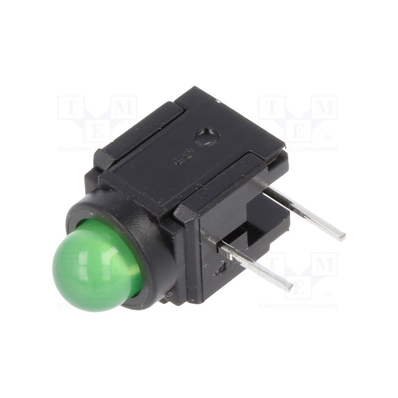 10 pcs : 35.128100000000003 - LED, in housing, green, 5mm, No.of diodes: 1, 30mA, Lens: green, 60°