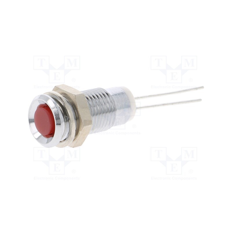 10 pcs : M.5030R - Indicator: LED, prominent, red, Ø8mm, for PCB, brass, ØLED: 5mm