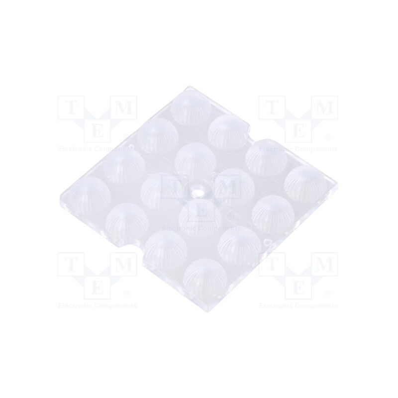 10 pcs : C15432_STRADELLA-16-HB-W - LED lens, square, plexiglass PMMA, transparent, NFSx757G, 90°