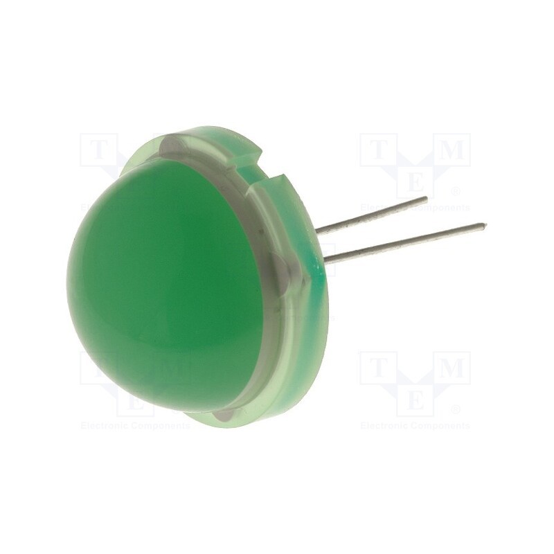 10 pcs : DLC2-6SGD - LED, 20mm, green, 40÷75mcd, 120°, Front: convex, No.of term: 2