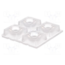 10 pcs : C13232_HB-2X2-WW - LED lens, square, transparent, 44÷69°, H: 8.5mm, Body dim: 50x50mm