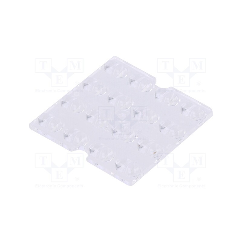 10 pcs : C16220_STRADELLA-16-T1-A - LED lens, square, plexiglass PMMA, transparent, NFSx757G, H: 4.3mm