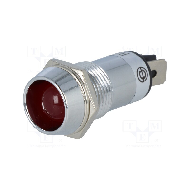 10 pcs : R9-86L-01-12RED - Indicator: LED, recessed, red, 12VDC, Ø14.2mm, IP40, brass