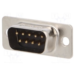 10 pcs : 301A10019X - D-Sub, PIN: 9, male, for cable, soldering, 3A, Plating: gold flash