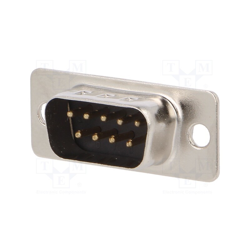 10 pcs : 301A10019X - D-Sub, PIN: 9, male, for cable, soldering, 3A, Plating: gold flash