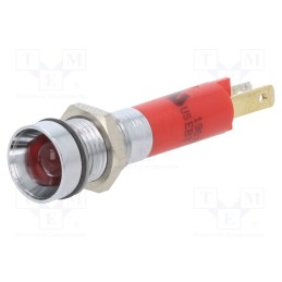 10 pcs : 19070353 - Indicator: LED, recessed, red, 24VDC, Ø8mm, connectors 2,8x0,8mm