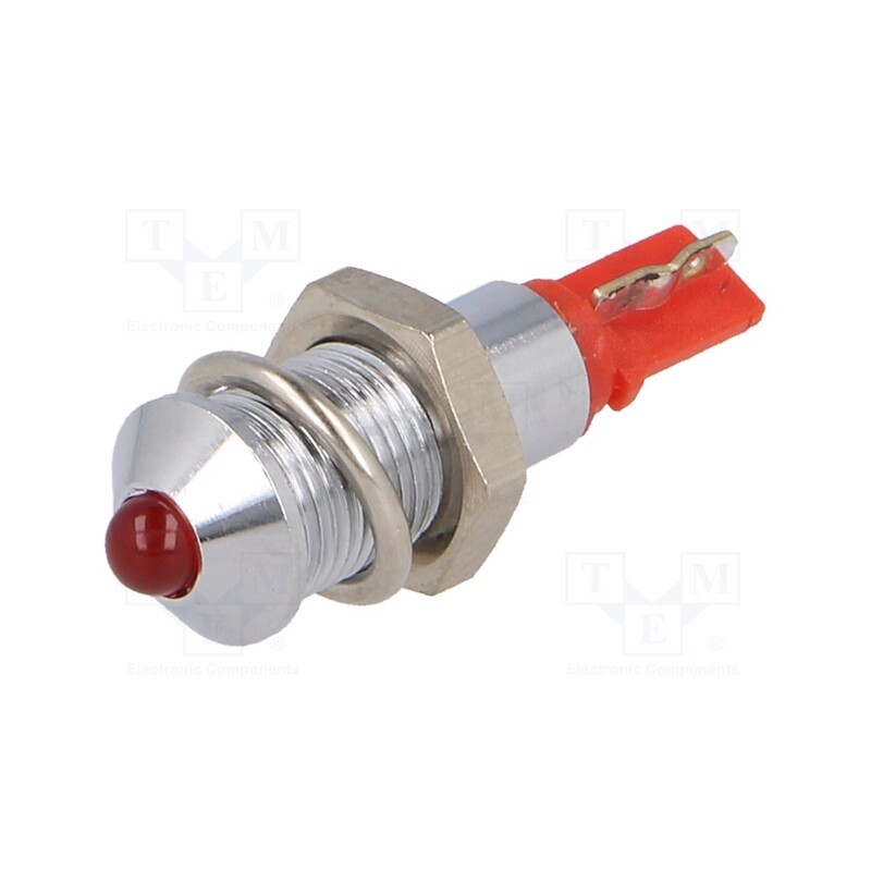 10 pcs : SMQD06004 - Indicator: LED, prominent, red, 24÷28VDC, Ø6.2mm, IP40, metal