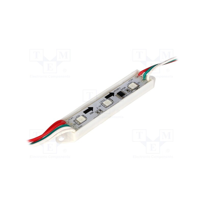 10 pcs : HC-F12V-WS2811-7515 - LED, RGB, 120°, No.of diodes: 3, 64mA, 5050,PLCC6, 75x15mm, 12V, SMD