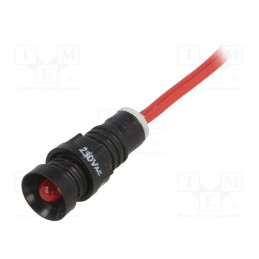 10 pcs : LR-D5B-230AC BLINKING - Indicator: LED, recessed, red, 230VAC, Ø11mm, IP40, leads 300mm